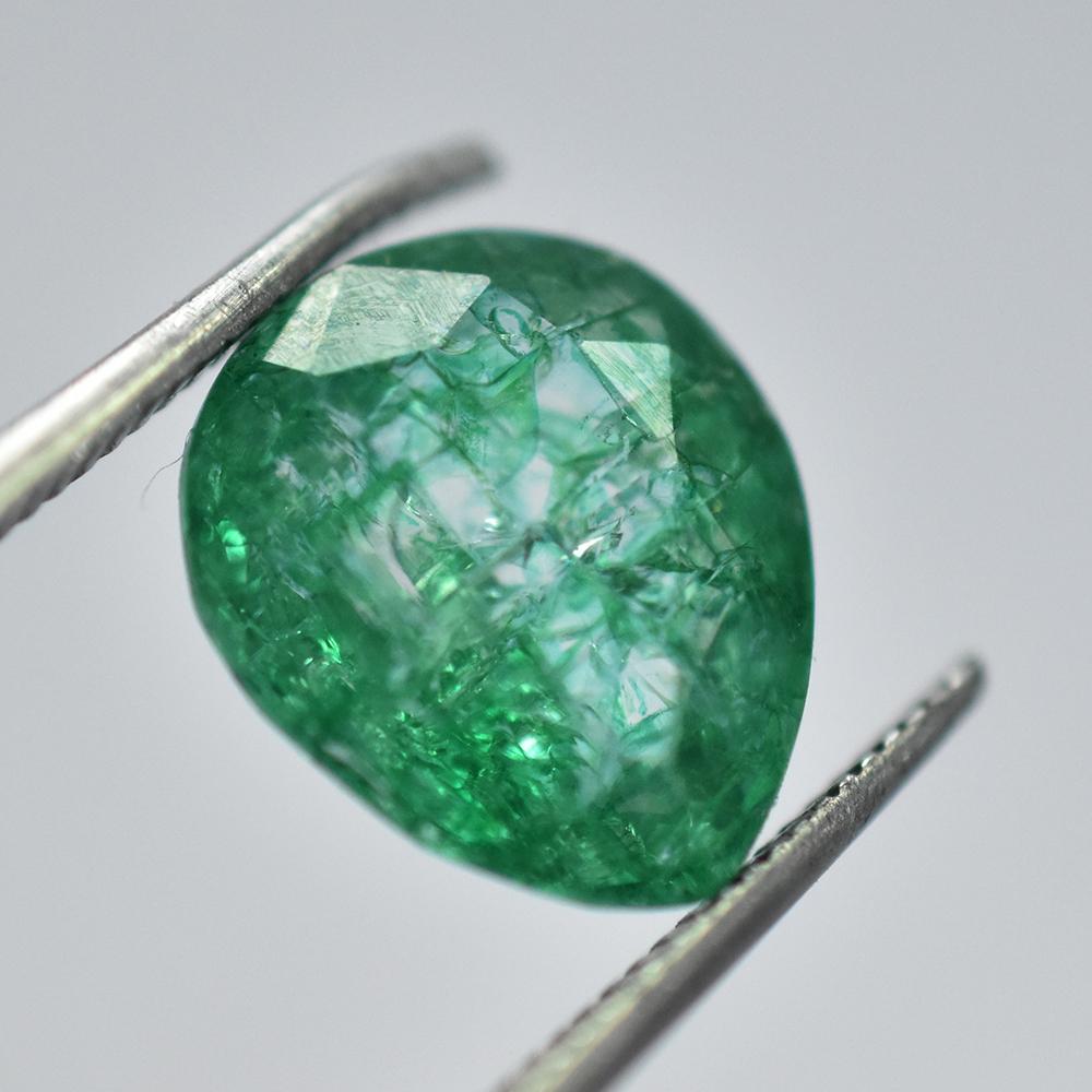 5.05 Ct Pear Shape NATURAL Green Emerald Loose Gemstone For Collection