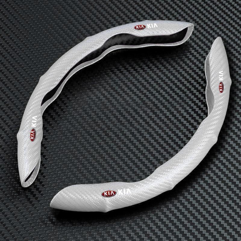 2pcs 2025 Fashion New Carbon Fiber Non-Slip Steering Wheel Cover Car Accessories For KIA Sportage Ceed Sorento Cerato Optima Picanto Rio Soul K3 K5
