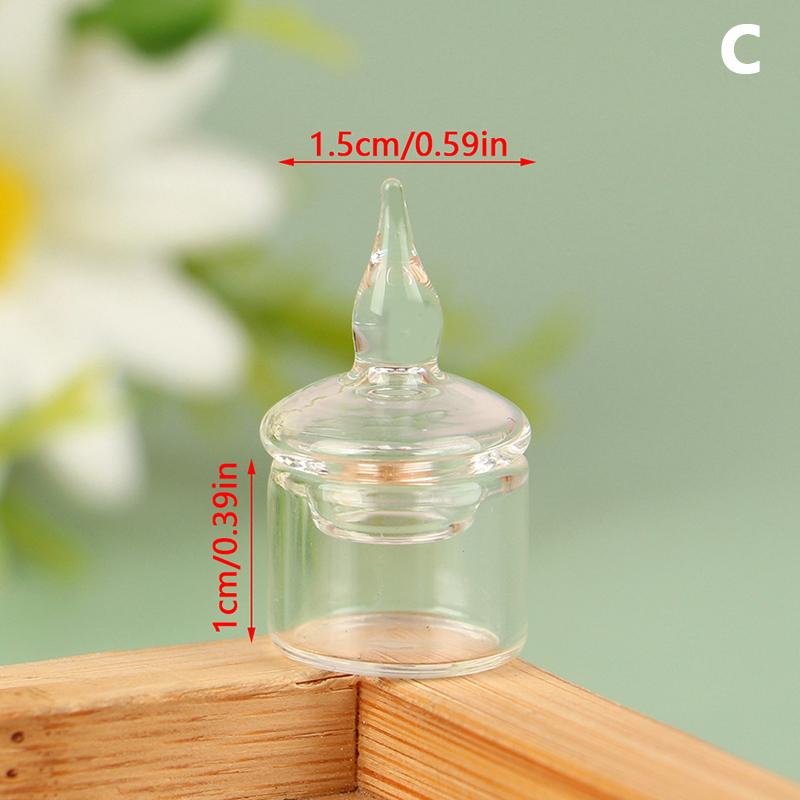 1Pc Dollhouse Miniature Clear Glass Jar Candy Bean Storage Bottle Tiny Jar With Cover Kitchen Decor Toy Doll House Accessories