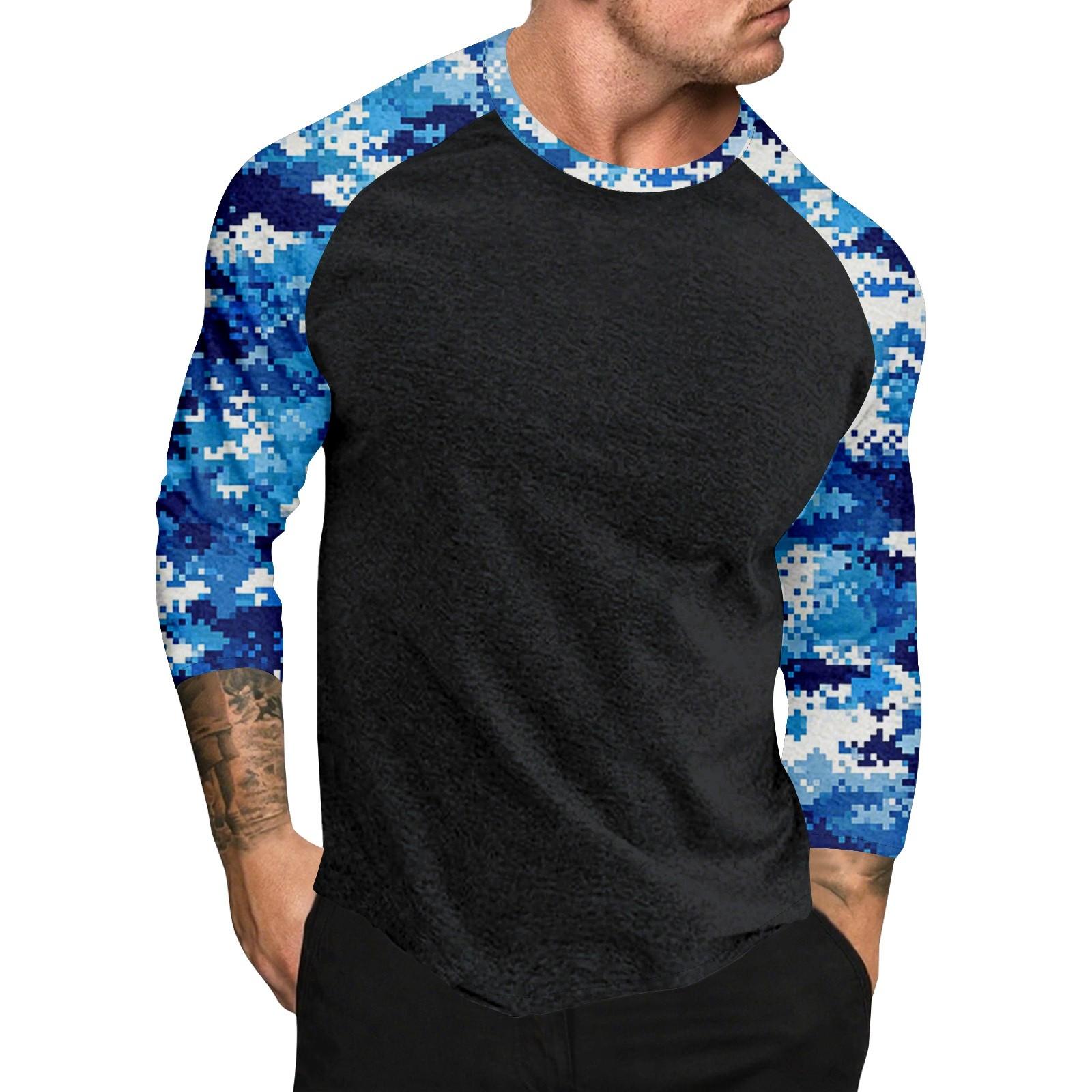

Camouflage Style Printed Raglan Sleeves Men s Short Sleeved Top M синій