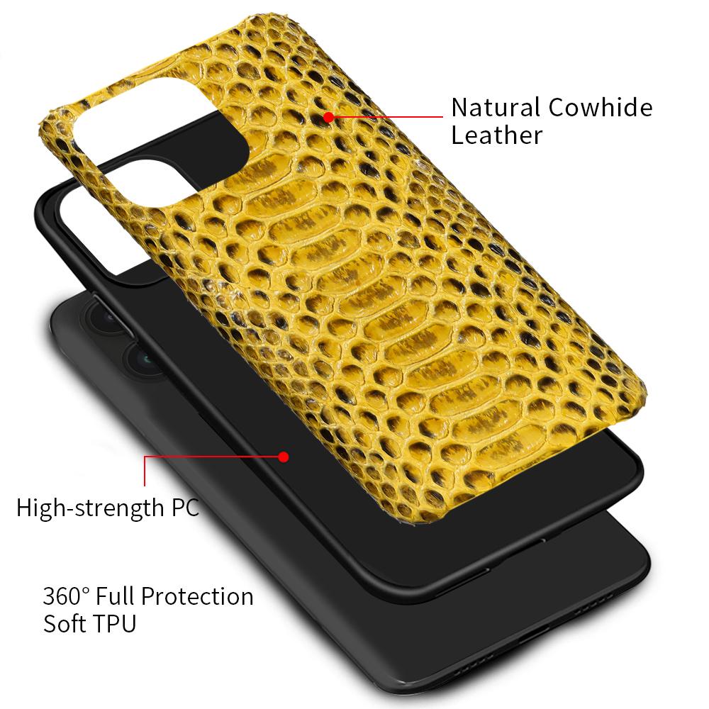 Luxury Phone Case For iPhone 17 Air 16 15 11 12 13 14 Pro Max Plus 17Pro 16Pro Max 100% Genuine Python Leather Back Cover