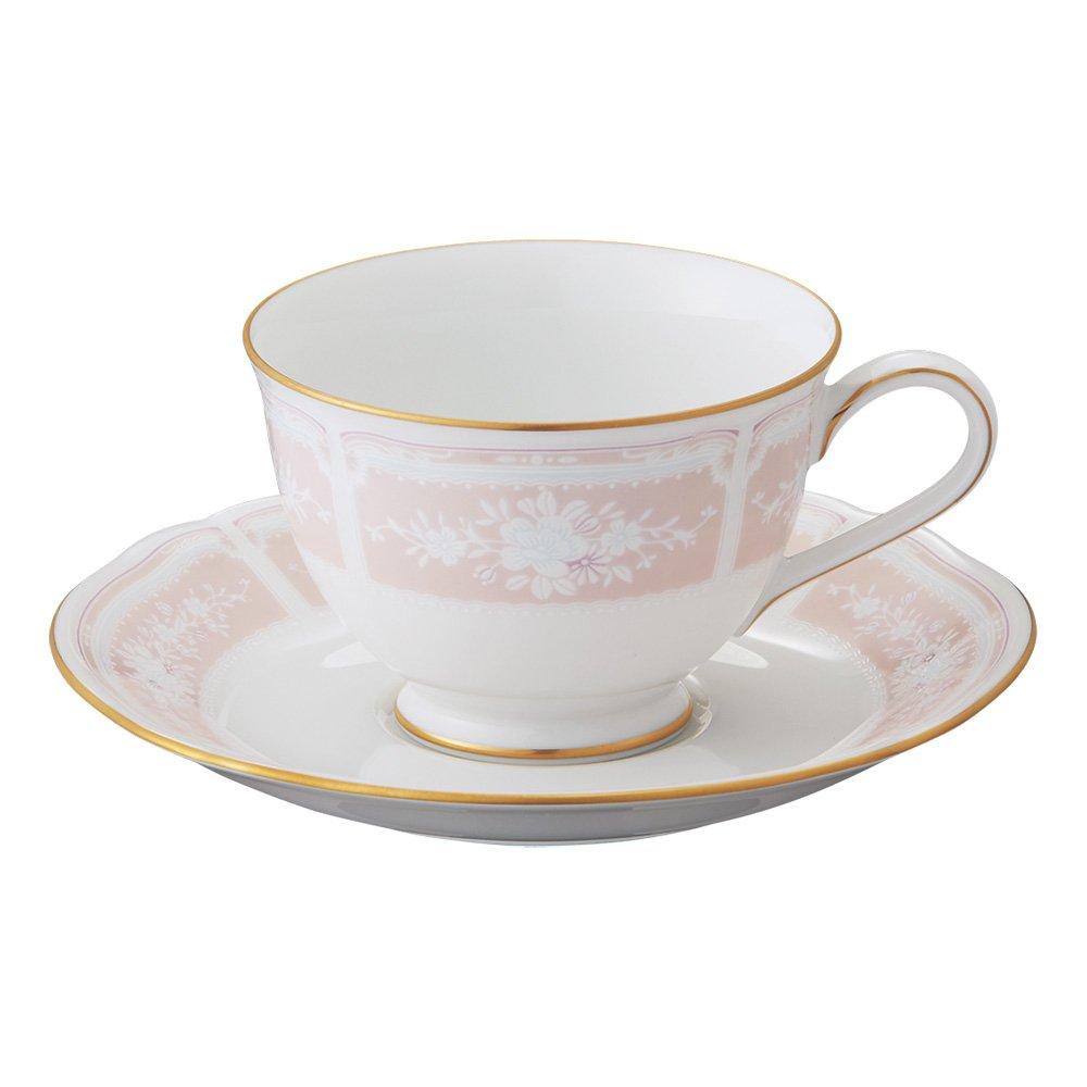 

Noritake Cup & Saucer (for both coffee and tea), 220cc, Lacewood Gold and Pink Fine Porcelain, Y9587A/1507-4