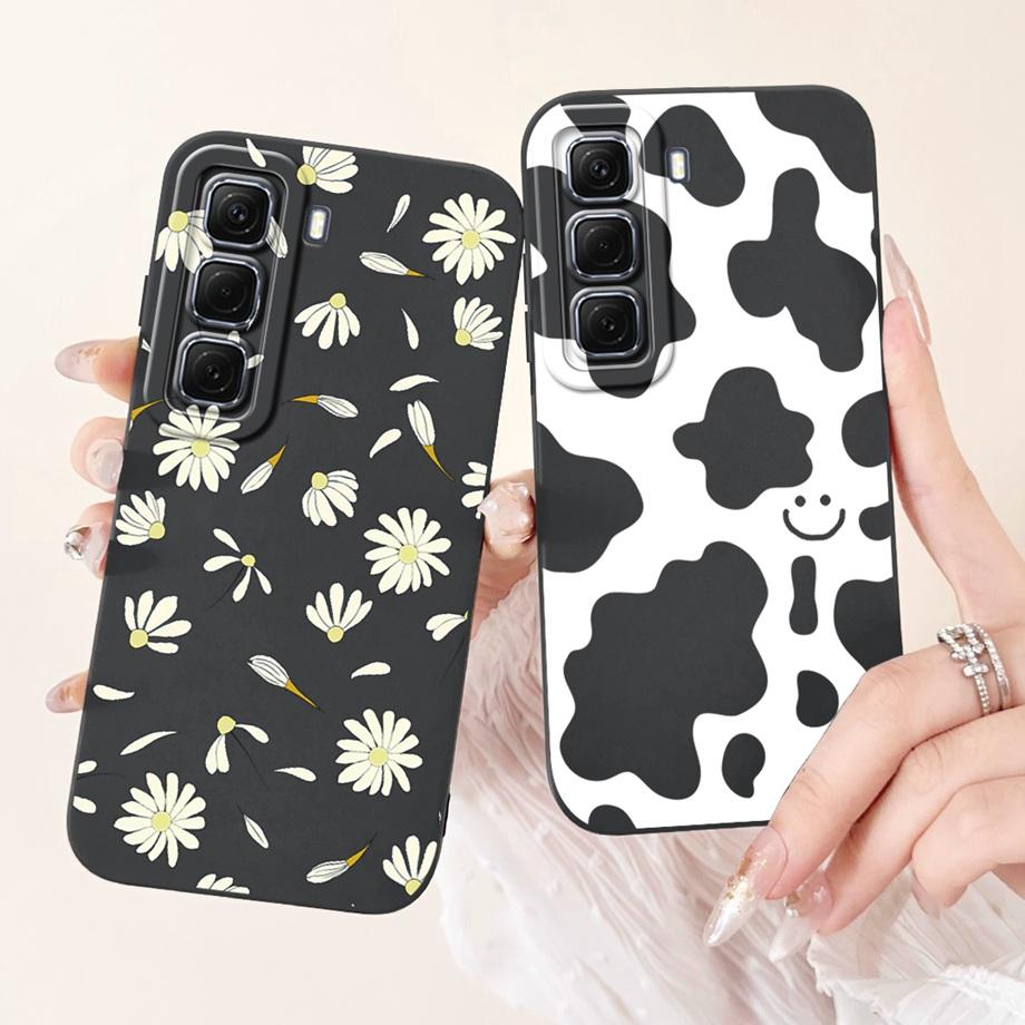 For Infinix Hot 50 50i 4G X6882 X6531 Case Liquid Silicone Soft TPU Back Cover Hot50 Hot50i Phone Funda Gothic Black Night Shell
