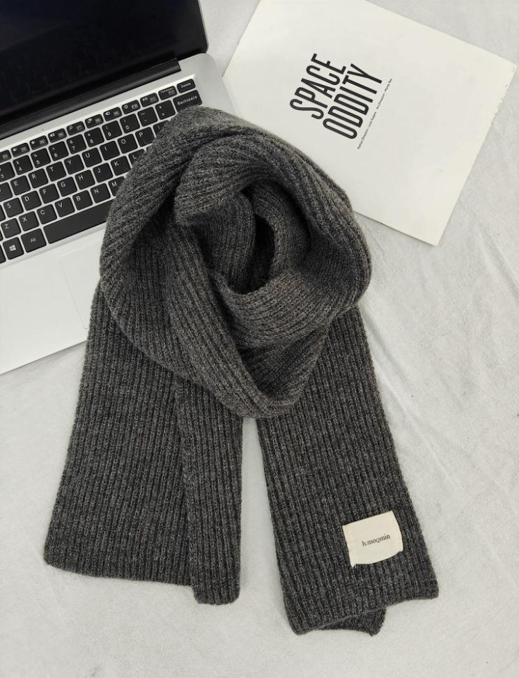 New Red Arctic Fleece Knitted Scarf Men's and Women's Winter Christmas Student Couple Thickened Wool Scarf Korean