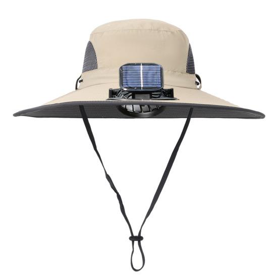 Solar Fan Hat USB Rechargeable UV Protection Hat with Solar Fan Breathable Men Women Summer Outdoor Activities Fishing Wide Brim Bucket Cap