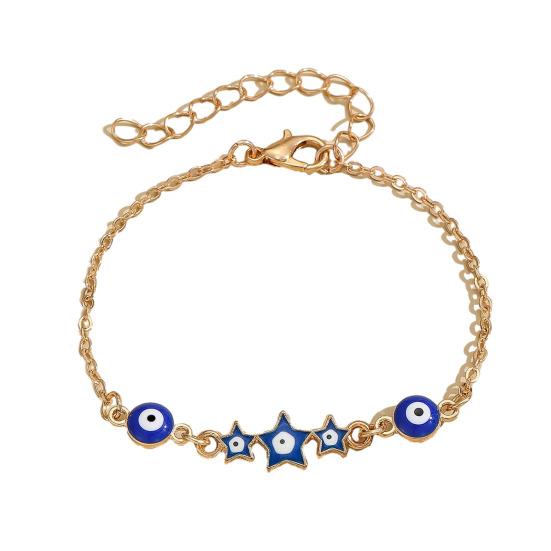Evil Eye Bracelet Hand of Fatima Women Bracelet Adjustable Chain Blue Evil Eye