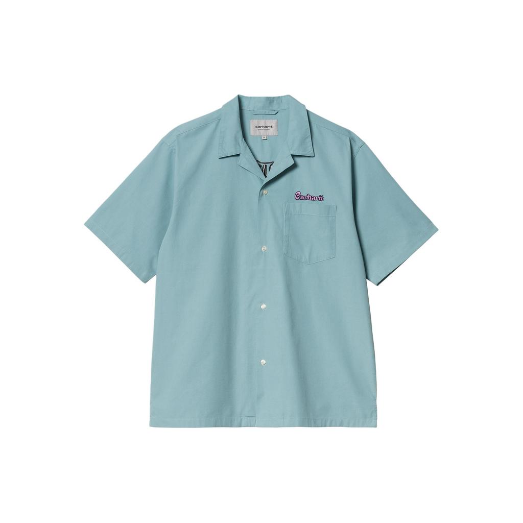 Carhartt WIP Logo Embroidered Single-Breasted Short Sleeve Shirt Unisex shirts Ice-Blue A241008-2CN-XX