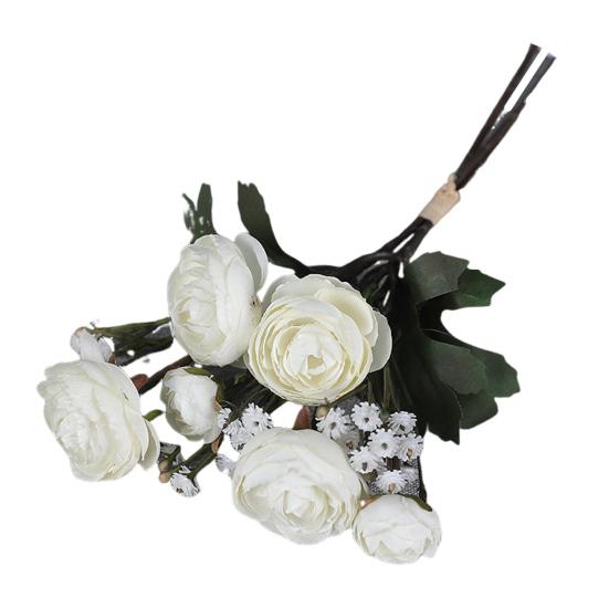 1 Bunch Artificial Camellia Flower Bouquet Realistic Fake Silk Flower