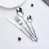 Edelstahl Tafelgeschirr Set 5-teilig Ergonomischer Marmorgriff Besteck Enthält Steakmesser Gabel Löffel Kaffeelöffel Langlebig und Stilvoll für Zuhause Und
