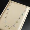 Fashion Round Rectangle Colorful Geometric Zircon Pendant Chain Necklace Choker For Women Stainless Steel Temperament jewelry