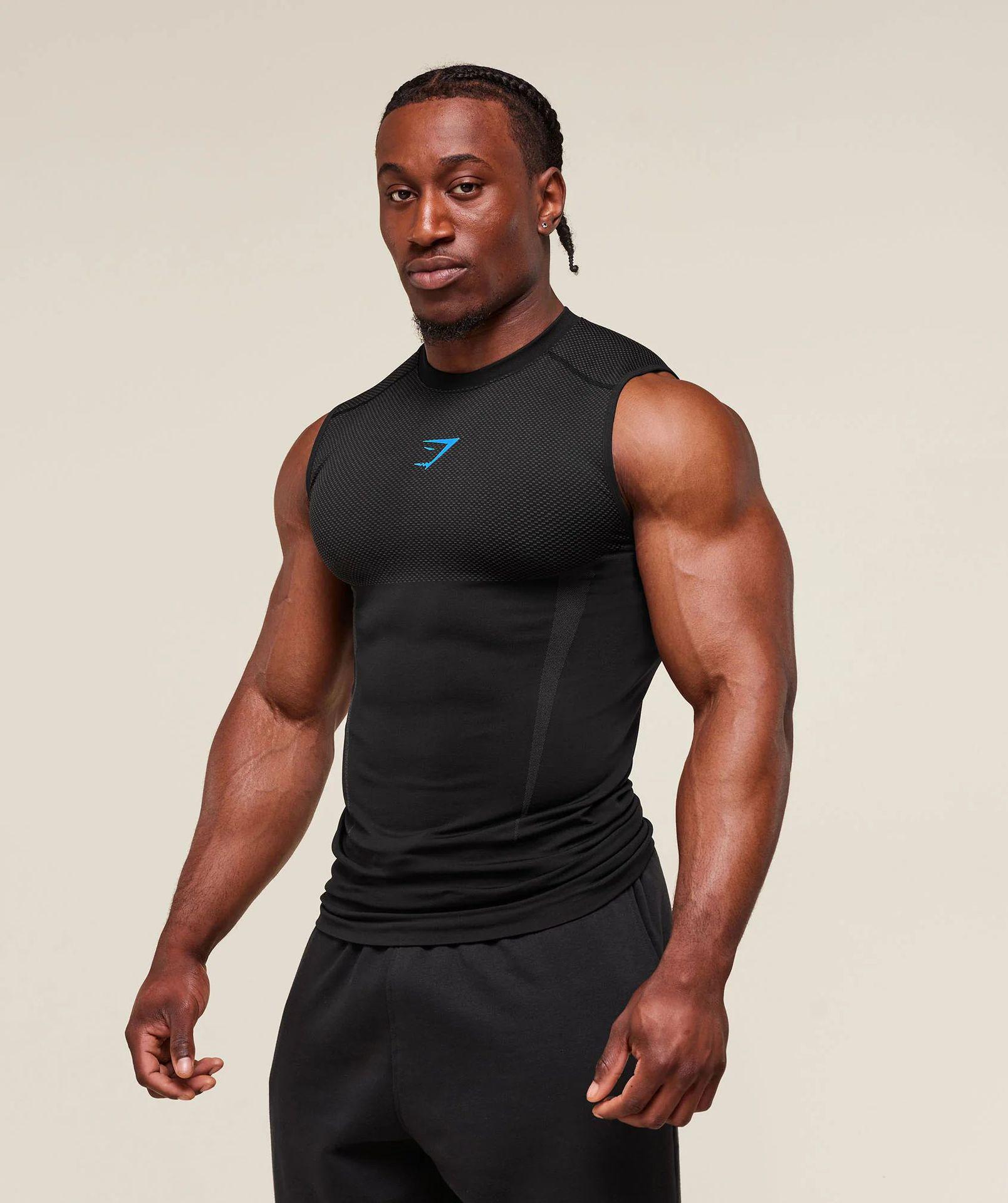 Gymshark Herren Atmungsaktives Langarm-Lauf-Westentop L black