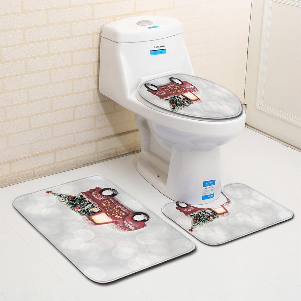 Christmas Bathroom Floor Mat Toilet Three-Piece Set