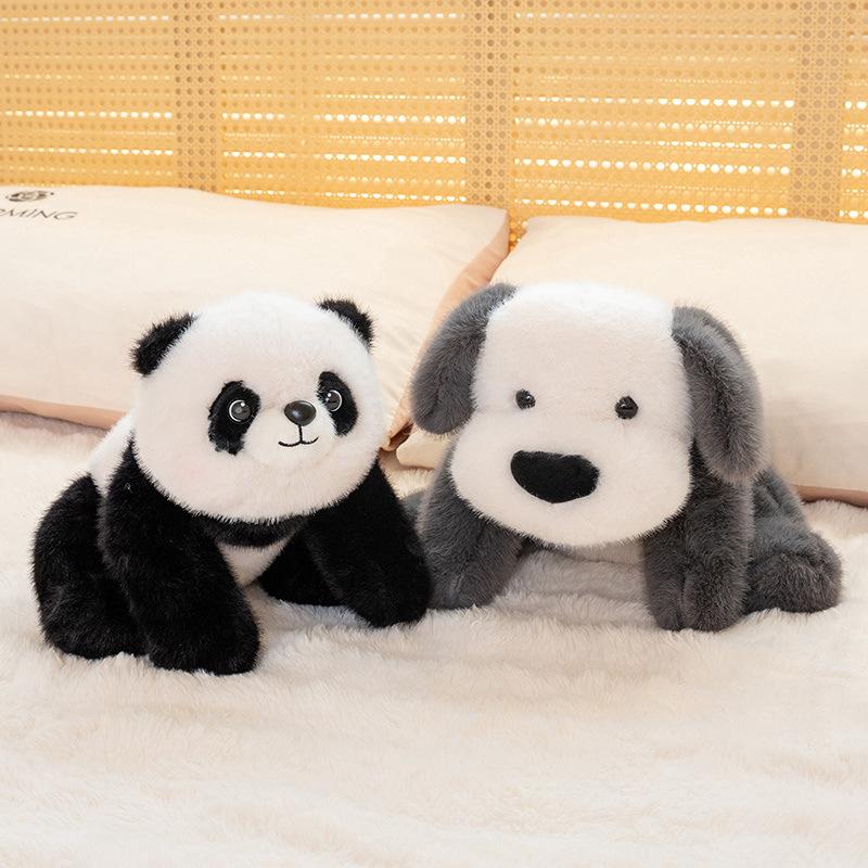 Niedliche Simulation liegende Panda-Puppe Plüschtier Welpenhund-Puppe Kinder begleiten beruhigendes Kissen Stoffpuppe