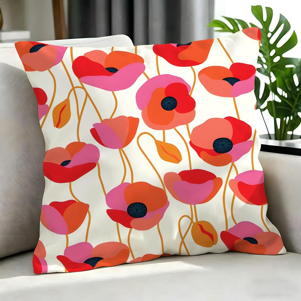 Art PPoppy Patterned Cushion Cover Cushion Cover Set Pcs x x x Pillowcase Decorative Sofa Home Decor