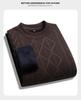 Men's Autumn/Winter Fleece-Lined Sweater for Middle-Aged & Elderly - Warm, Thick, Round Neck Design