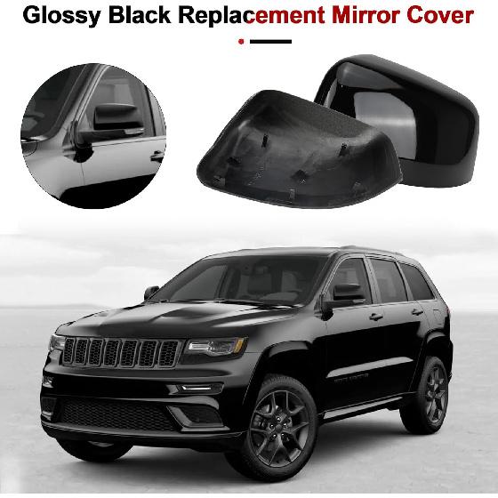 Glossy Black Direct Replacement Mirror Cover for 2011- Jeep Grand Cherokee and 2011-2025 Dodge Durango, Directly Replace Style, Not Sticker Style