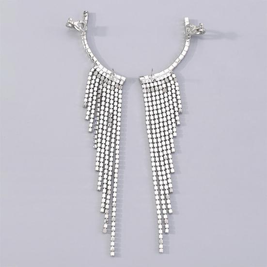 Simple Popular Earrings Tassel Design Shiny Rhinestone Comfortable To Wear Versatile Stylish Earrings