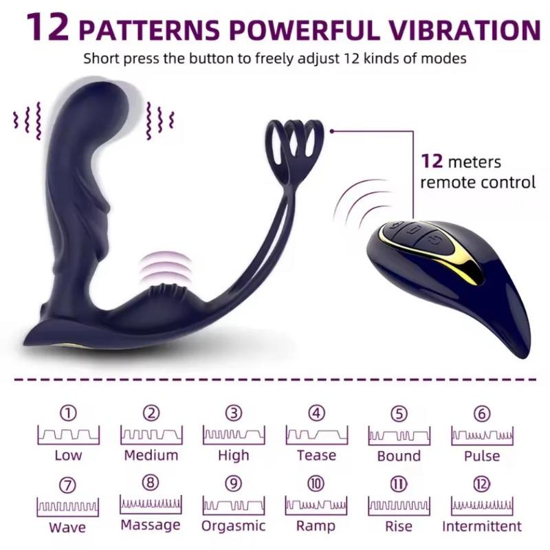 Male Butt Plug Vibrator Prostate Massager Delayed Ejaculation Cock Ring Wearable Anal Sex Toys for Couples Extreme Sex Gay