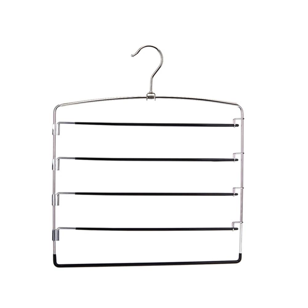 

Многослойная вешалка для брюк с поворотным рычагом из нержавеющей стали, экономящая место, вешалки, органайзер для хранения джинсов, брюк, галстуков, одежды чёрный