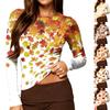 Women's Fashion Casual Tight-fitting Long-sleeved Polka Dot Printed Round Neck Top