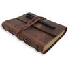 Leather Journal Writing Notebook, Genuine Leather Bound Daily Notepad for Men & Women Lined Paper  , Handmade Rustic Brown