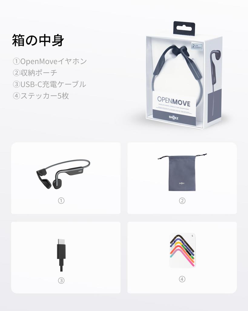 SHOKZ OpenMove Bluetooth 5.1 Bone Conduction Earphones, Official Store Authentic, Wireless Earphones for Remote Meetings Like Zoom, Telework, and