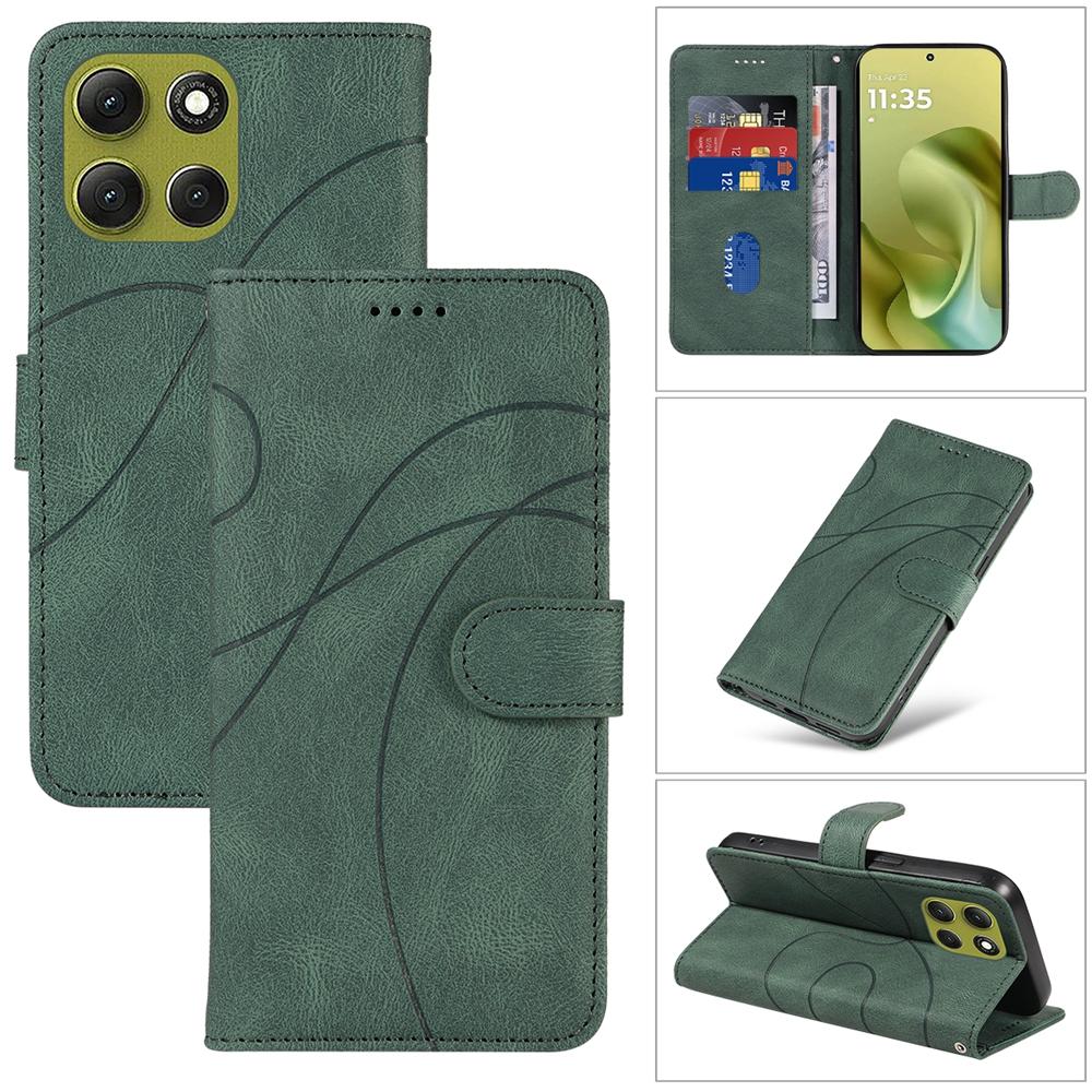 Magnetische Leder-Brieftaschenhülle für Moto G86 G85 G84 G56 G54 G34 G06 G05 G15 G24 G55 G35 G75 Edge 50 60 Pro Ultra Hülle Kurvenlinie