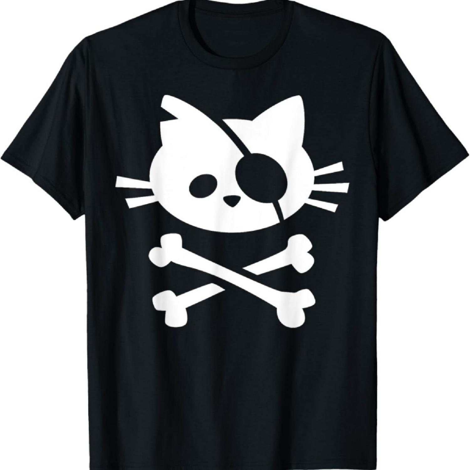 

Cat Pirate Jolly Roger Flag Skull and Crossbones T shirt T-Shirt XXXXXL чорний