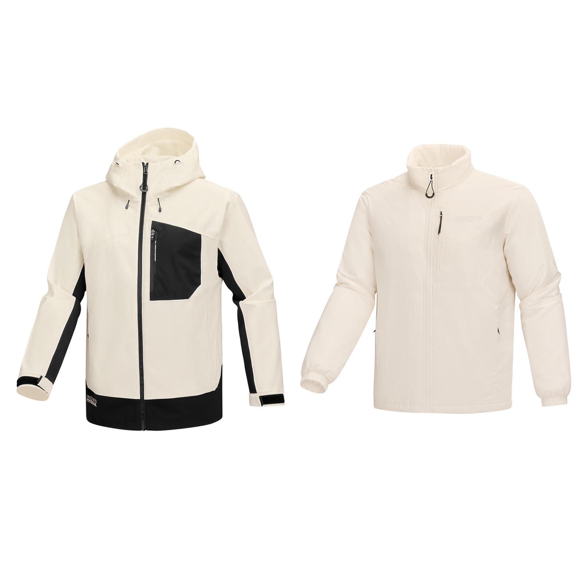 Skechers Outdoor Series Three-In-One Hooded Woven Zip Jacket Men Jacket Gardenia P126M039-01B4 S