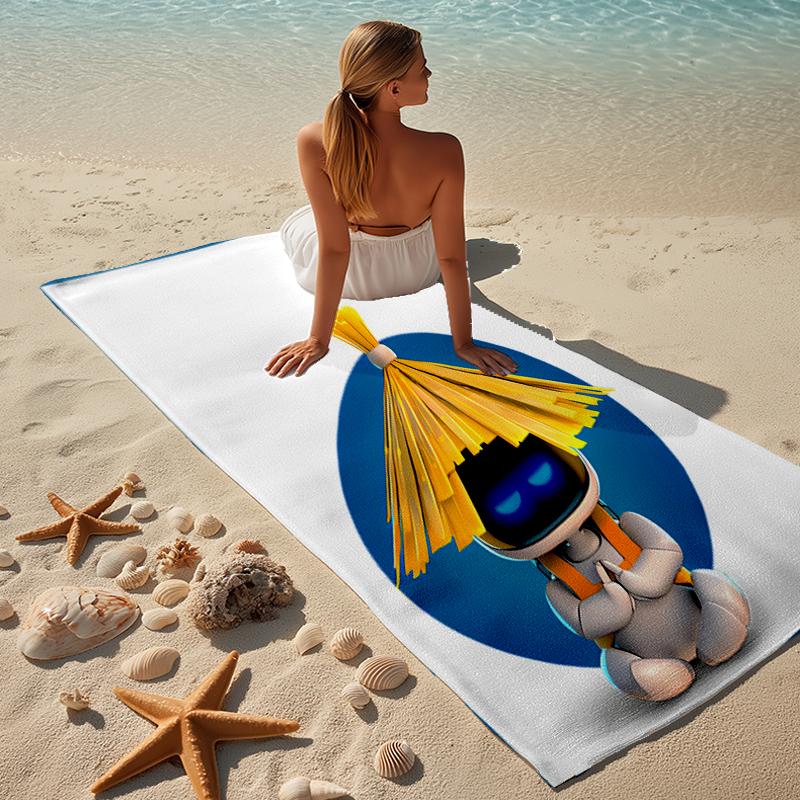proof beach towel with a Astro Bot4 pattern - soft,absorbent,quick-drying,machine washable - perfect for swimming,camping,bathing