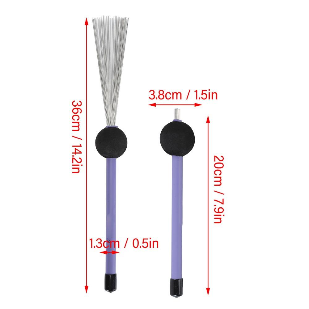 2PCS Purple Color Retractable Drum Brushes Drumstick Brushes For Percussion Instruments