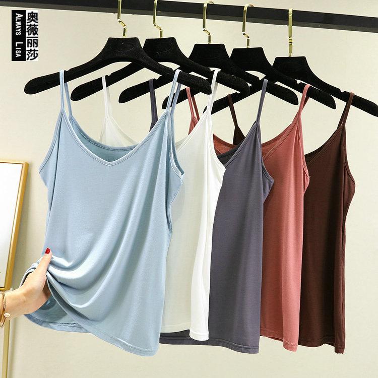 V-neck Modal Cotton Halter Shirt Plus Size with Loose Bottom Vest, Spring and Summer New Women's Clothing