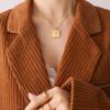 French Retro Rose Pendant Necklace - Gold Plated Stainless Steel Square Design with Clavicle Chain