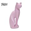 Nordic Style Cat Decor 3D Printed Kitten Sculpture, Minimalist Ornament Matte Geometric Design, Modern Home Black Pink White Statue in White,