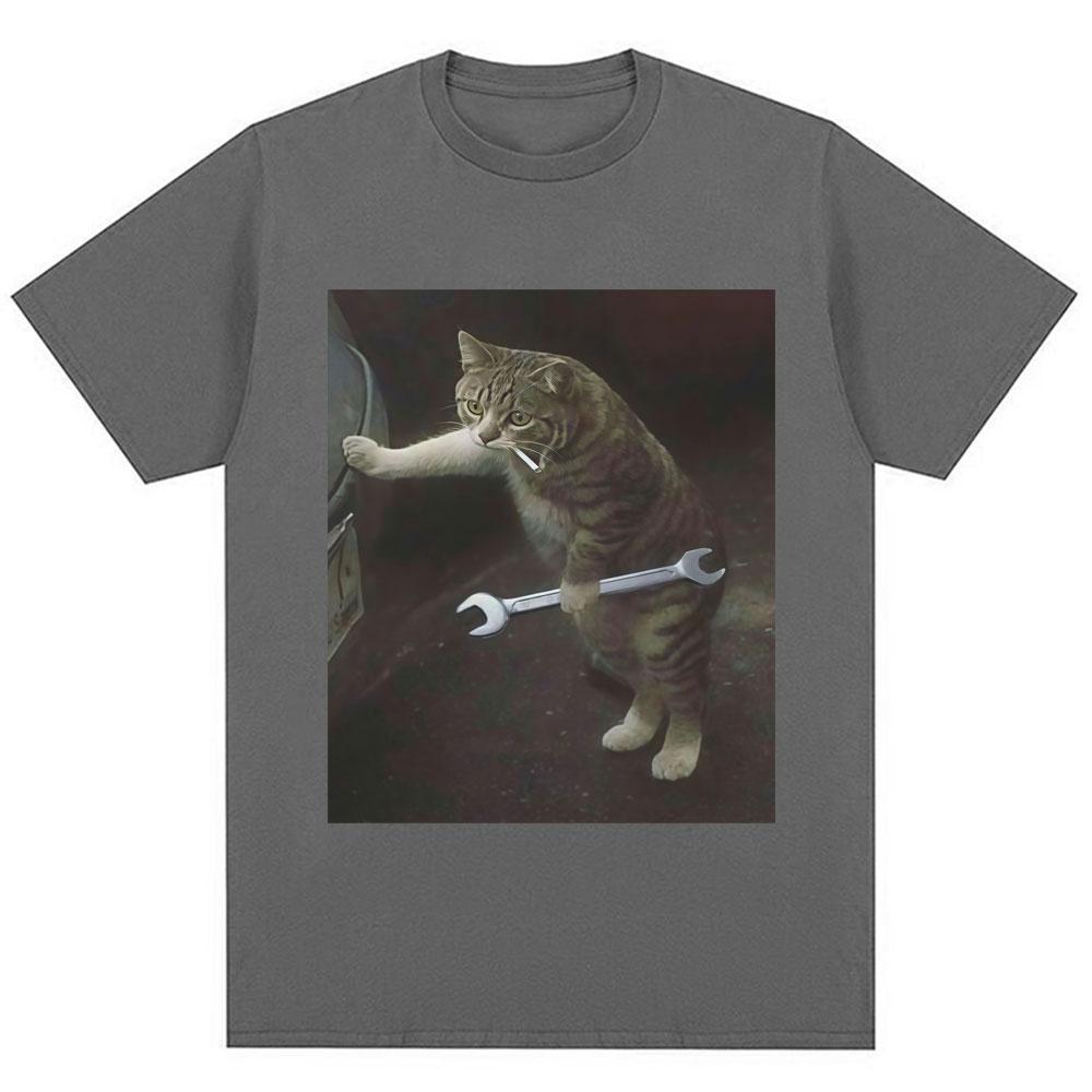 Funny RepairUnisex Cat Meme Graphic Tshirt Unisex Women Humor Fashion Novelty Short Sleeve Oversized Cotton Casual T Shirt Streetwear