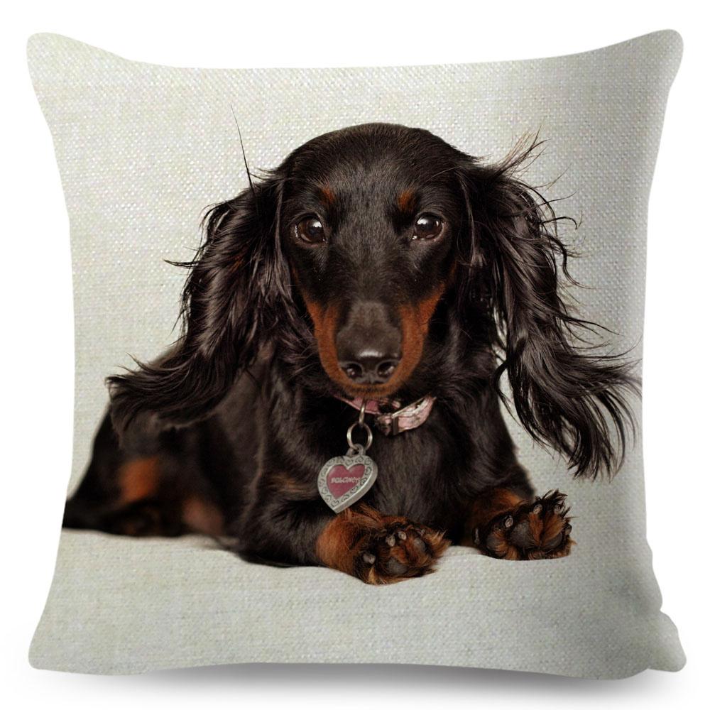 

Мини-наволочка для собаки таксы, декор для домашних животных, наволочки, полиэстеровая наволочка для дивана, дома, автомобиля, детская комната 45x45 см 40x40cm16x16Inch