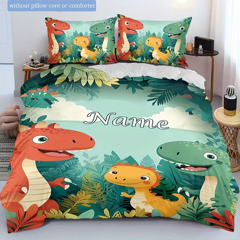 Jungledinosaur Customize Your Name Duvet Cover Soft Bedding Set For Bedroom Guest Room And Dorm Decoration Threepiece Set Includes 1 Duvet Cover 2