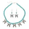 Vintage Turquoise Patchwork Necklace & Heart Earrings Bohemian Jewelry Set