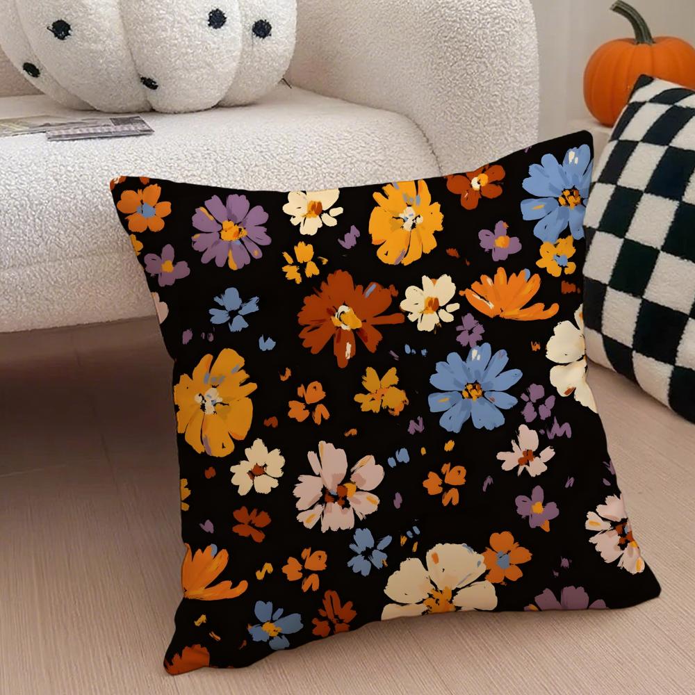 Early Spring Floral Pillow Elegant Fresh Cushion Cover Throw Pillow Cover Hidden Button Durable Polyester Chair Cushion