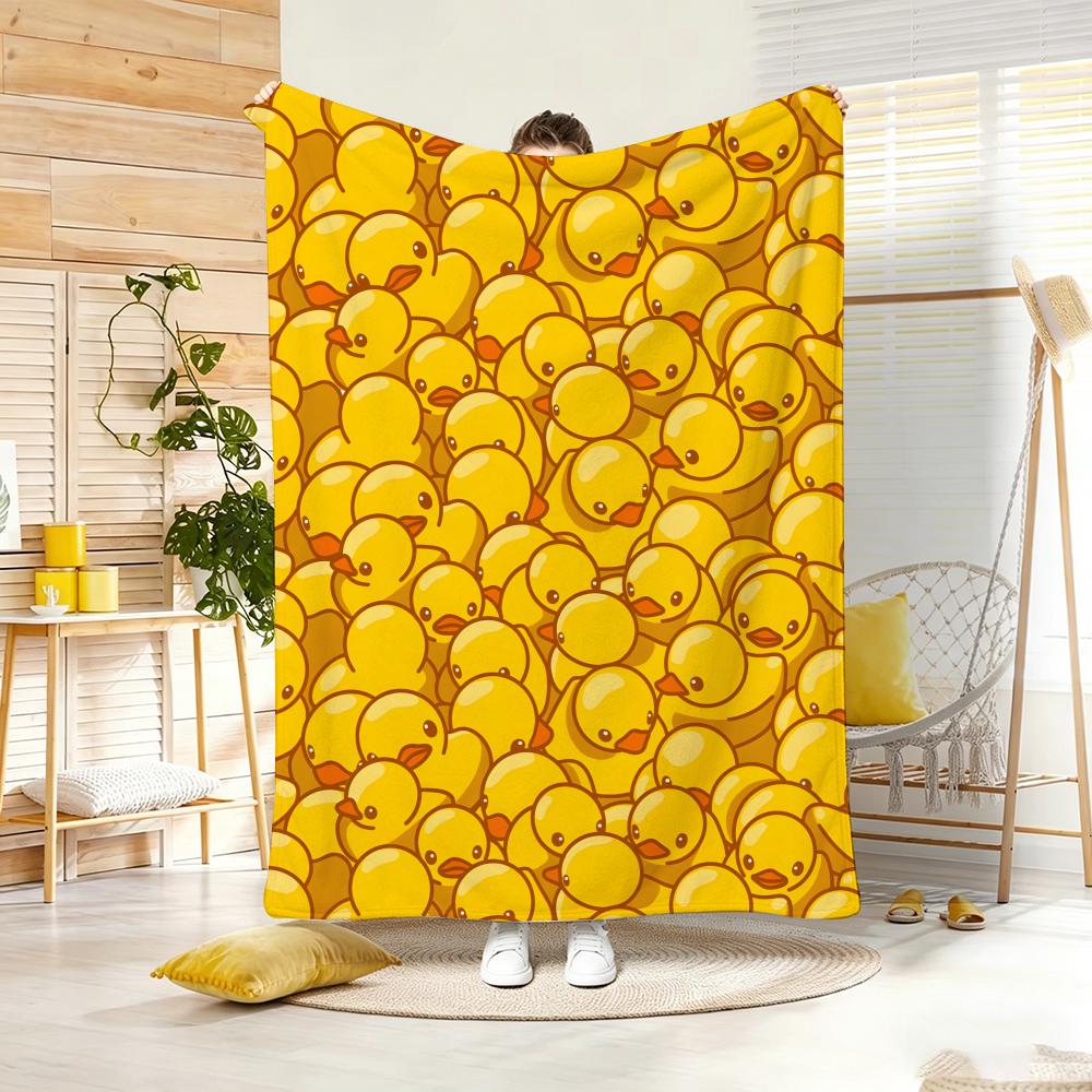 Cute Cartoon Ducks Throw Lightweight 240G Flannel Blanket Soft Skin-Friendly For Summer Cooling
