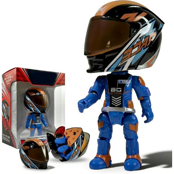 

Mini Moto Helmet Heroes Transforming Ornaments with Hidden Racers Inside, Motorcycle Helmet Action Figure with 360-Degree Articulated Joints синий
