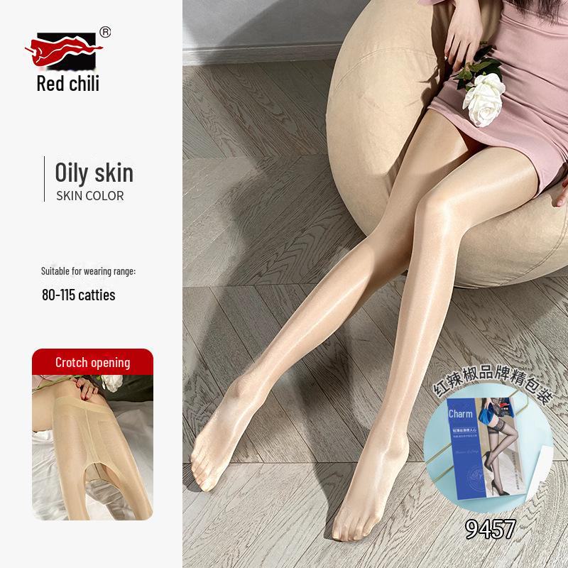 Shiny Red Pepper Ultra-Thin Sexy Pantyhose - Anti-Hook Silk Stockings for Women