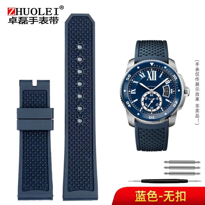 

Для Cartier Calibre London Tank Ремінець W7100056/WSCA0006W7100037/W7100041/7100015 чоловічий флуорогумовий силіконовий ремінець для годинника 23 мм 24 мм 24mm