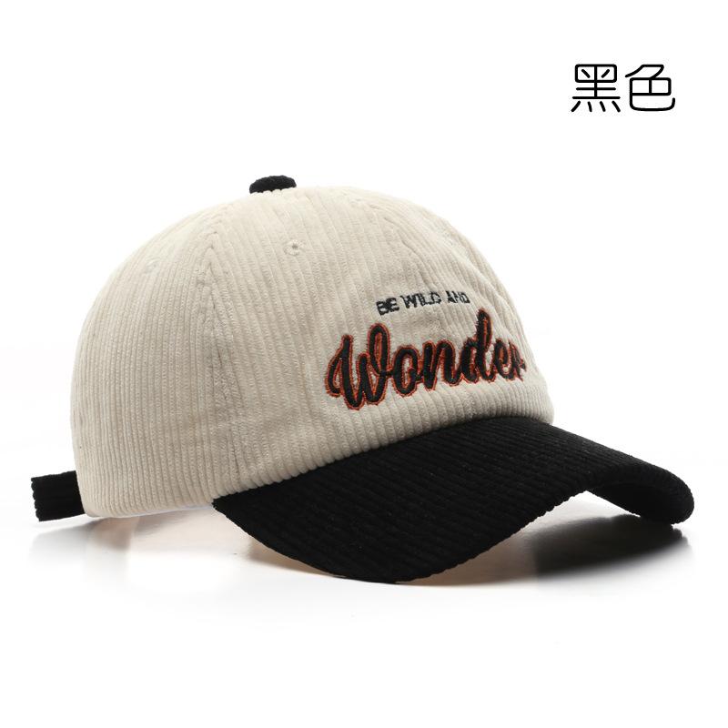 Fashion Autumn Winter Corduroy Baseball Cap for Men Women New Letter Embroidery Patchwork Soft Top Hat Unisex Hip Hop Caps