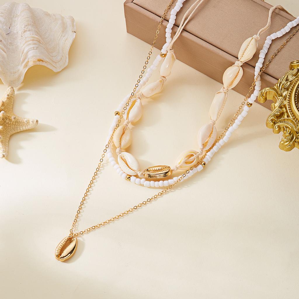 Boho Multilayered Necklace for Women Gold Color Starfish Scallop Shell Pendant Choker Chain Summer Beach Jewelry Accessories Gif