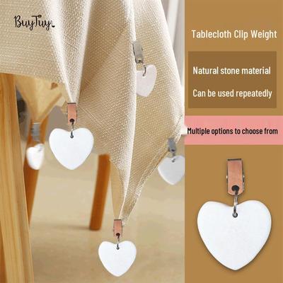 White Marble Tablecloth Clips with Weights - Windproof Outdoor and Indoor Use
