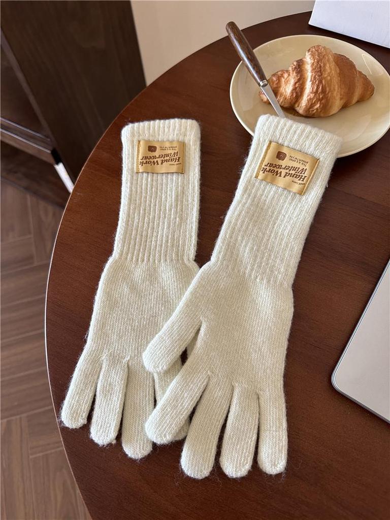 Lange gestrickte Fingerlose Touchscreen-Handschuhe mit verlängertem Handgelenkwärmer für Herbst & Winter
