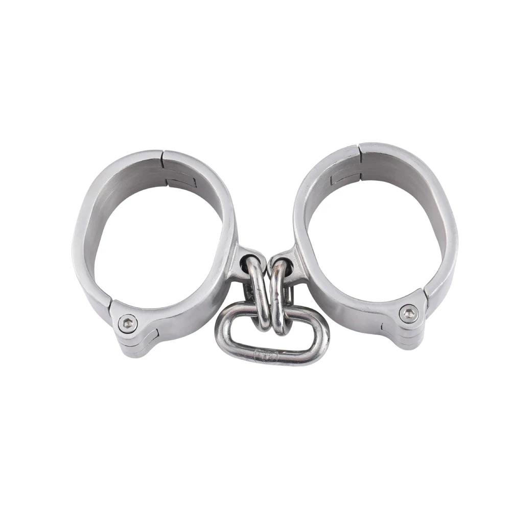 Stainless Steel Handcuff Slave Restraints Set Bondage Collar Ankle Cuffs  Bondage Restraint Sex Toys for Women Man Couples