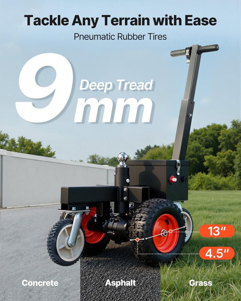 Elektrischer Anhänger-Dolly, 1633 kg max. Anhängergewicht, 272 kg max. Stützlast, DC 24V 800W motorisierter Anhänger-Dolly mit 50 & 47,6 mm Kugelkopf für Wohnmobile