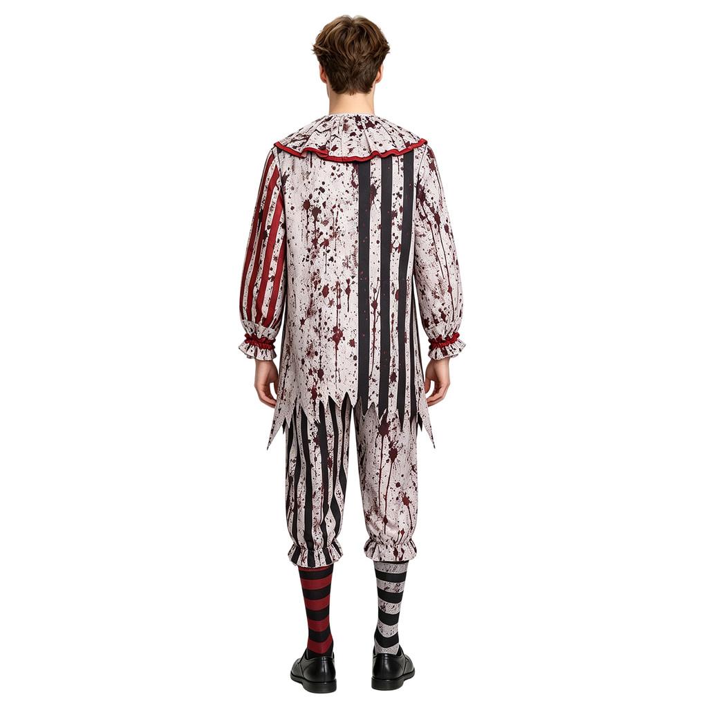Dark Clown Cosplay Costume For Halloween Anime Role Play With Striped Pattern For Men